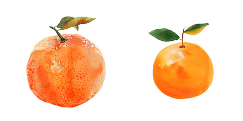 Watercolor orange spot isolated on a white background. Generative AI.