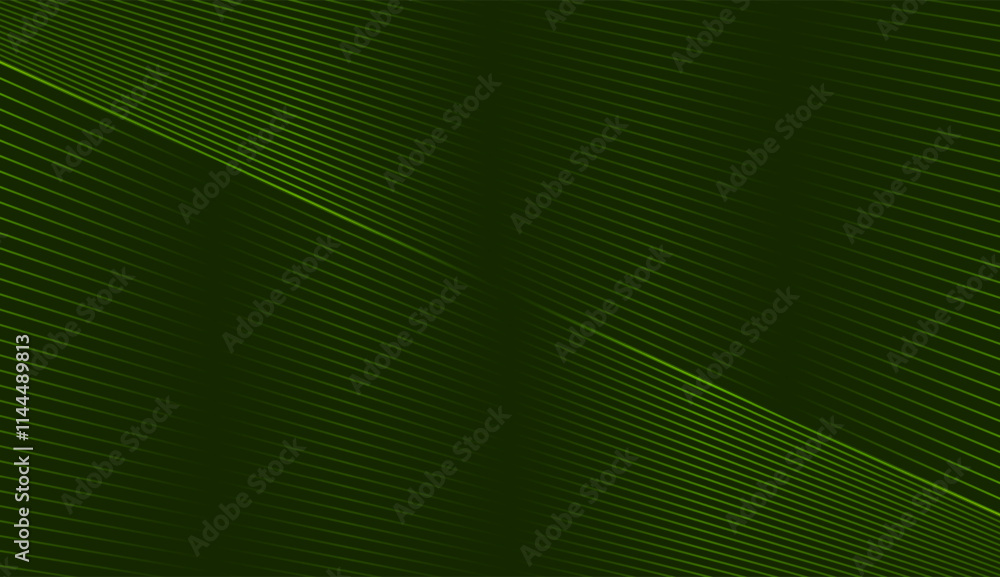 Poster Green shiny laser lines abstract futuristic tech background. Vector minimal geometric design