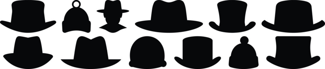 Hat silhouette set vector design big pack of fashion illustration and icon