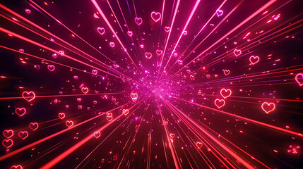 Vibrant Love Explosion of Hearts and Lights