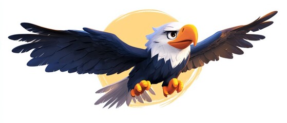 illustration of a cartoon bald eagle in flight