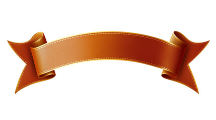 Metallic bronze ribbon banner with embossed texture isolated on transparent background, copy space for text