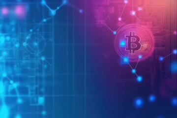 Fototapeta premium Cryptocurrency compliance framework visualized with interconnected nodes, minimalist style, gradient background, vector design