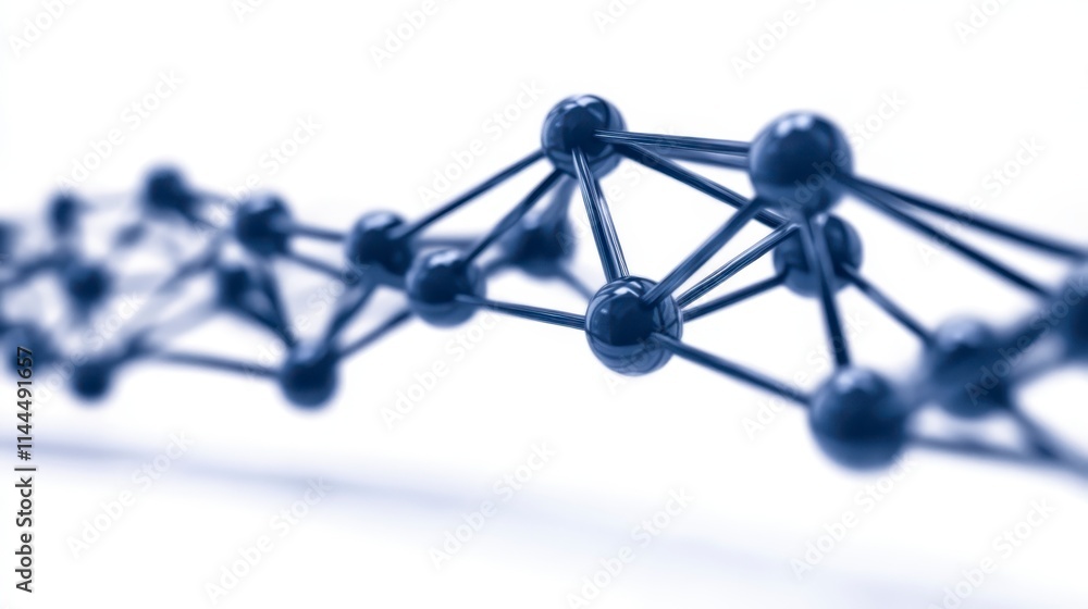 Aufkleber a close-up view of interconnected molecular structures in blue, showcasing a network of atoms and bo