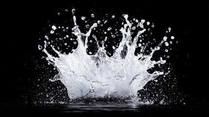 Water splash crown on black background.