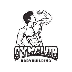 Fitness Gym logo design template isolated. Vintage monochrome sport and fitness logo vector