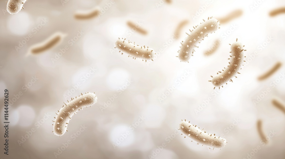 Poster high quality abstract image of probiotics with bacteria in soft focus background