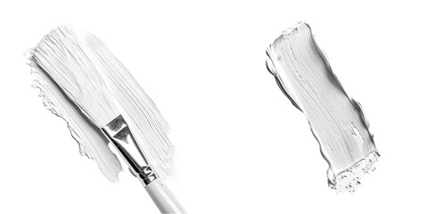 white acrylic paint brush stroke. Generative AI.