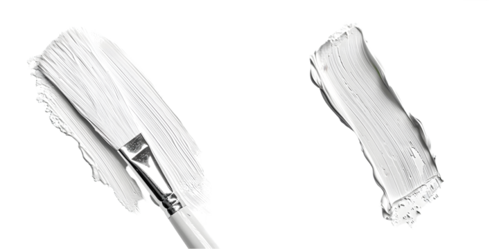 white acrylic paint brush stroke. Generative AI.