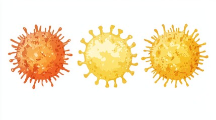 Cute and Colorful Microorganisms Representing Bacteria and Virus in High Quality Illustration for Educational Use