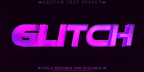 Glitch editable text effect, editable pink and error text style
