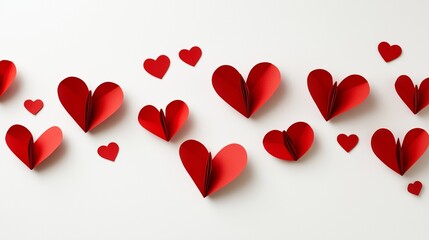 Red hearts on a white background