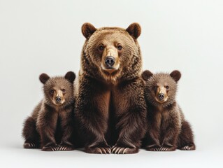 Obraz premium a brown bear family on white background