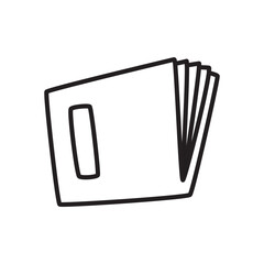 Doodle book or notebook icon, handdrawn with thin line. PNG isolated on transparent background and vector illustration