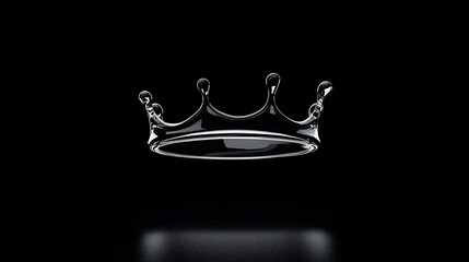 Liquid crown shaped water droplets on black background.