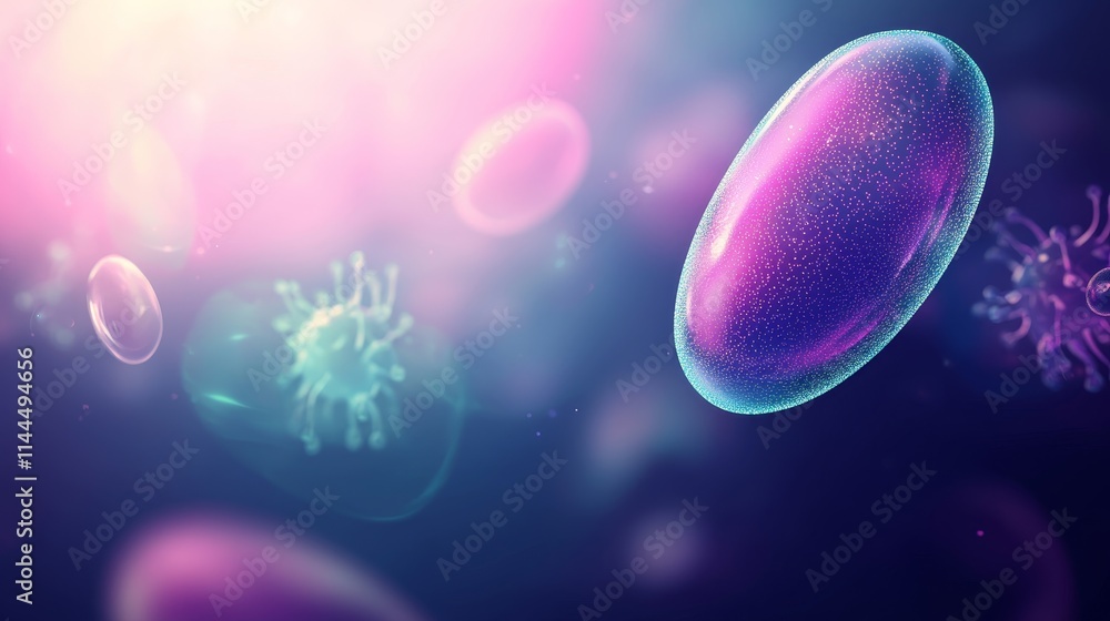 Poster high quality visualization of lactobacillus bacteria and probiotic microorganisms in abstract backgr