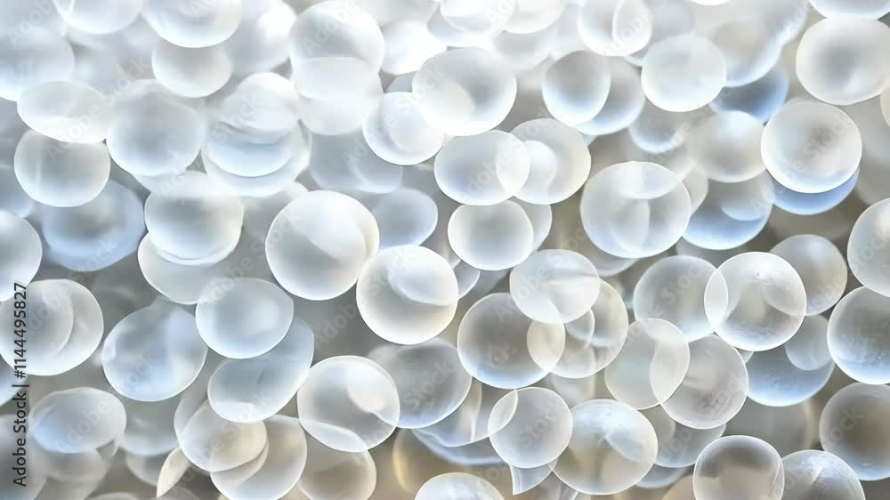 Poster ethereal transparent bubbles over soft neutral background for abstract design