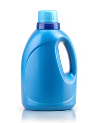 Compact blue detergent bottle with flip top cap, ideal for laundry and cleaning purposes. Isolated on white background