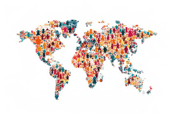 Obraz premium Colorful global map representing unity with hugging figures across continents in a vibrant illustration. International Hugging Day.