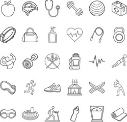Fototapeta premium Healthy Lifestyle Icons Fitness, Nutrition, Wellness, and Exercise