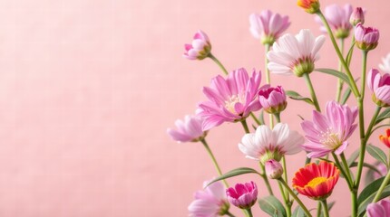 Flowers for Mother's Day Present of a bouquet of pastel-colored wildflowers