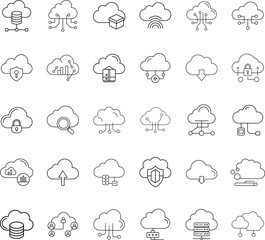 Cloud Computing Icons Network, Storage, Data, Security, and More