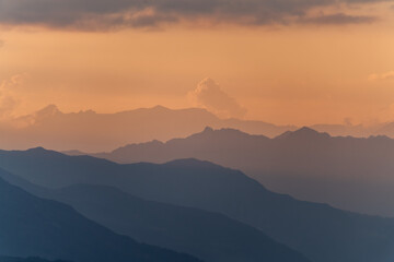 Mountain Silhouette during Sunset in Austrian Alps