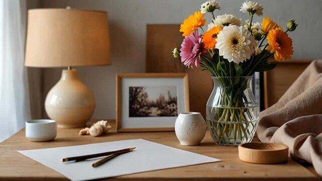 still life with flowers and vase
