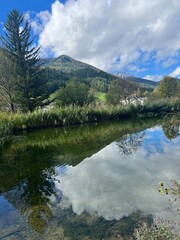 Naklejka premium lake and mountains