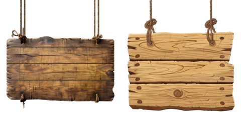 Wooden Sign Cartoon Hanging Board. Generative AI.