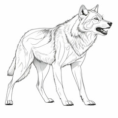 Fototapeta premium Minimalist line art of a Wolf movement position Ai generator
