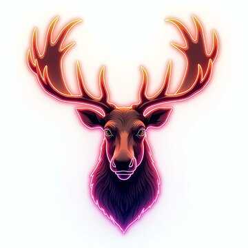 recommend clip art: A stunning moose head icon in neon line background