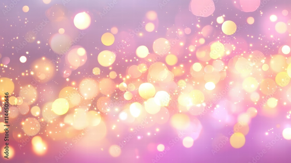 Aufkleber subtle yellow to pink pastel gradient background with soft bokeh effect and sparkling lights