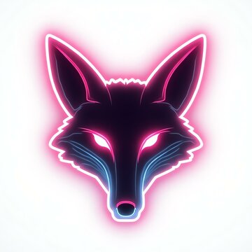 recommend clip art: A stunning fox head icon in neon line background