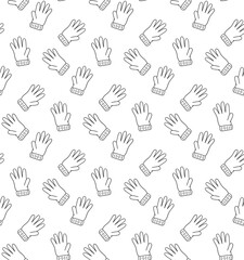 winter gloves seamless border on transparent background.  vector design graphic line elements