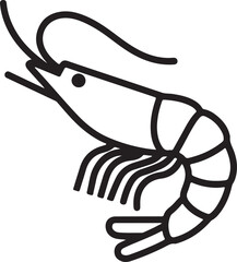 shrimp line art vector , shrimp silhouette vector, Sea lobster