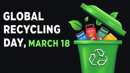 Global recycling day march 18 design illustration style