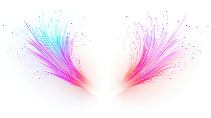 A minimalist vector-style fireworks illustration, with vibrant neon pink and purple streaks exploding outward in delicate arcs, perfectly isolated on a white background, clean sharp edges, high contra