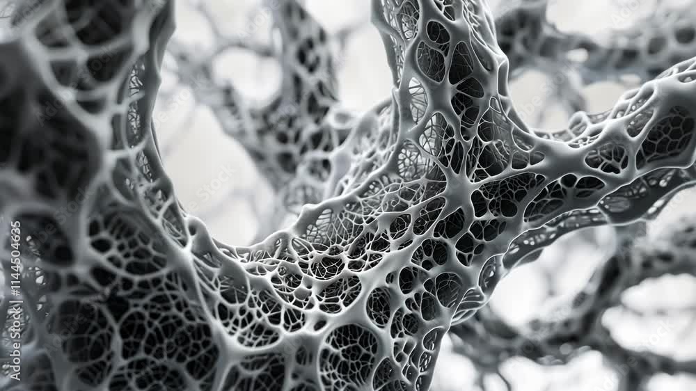 Poster complex organic mesh structure forming an intricate network, symbolizing the interconnected nature o