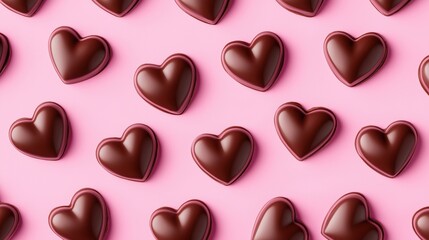 Heart shaped chocolates arranged in a pattern