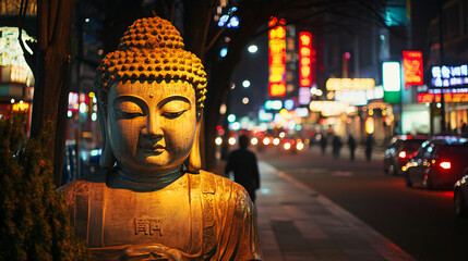 lord buddha face statue
