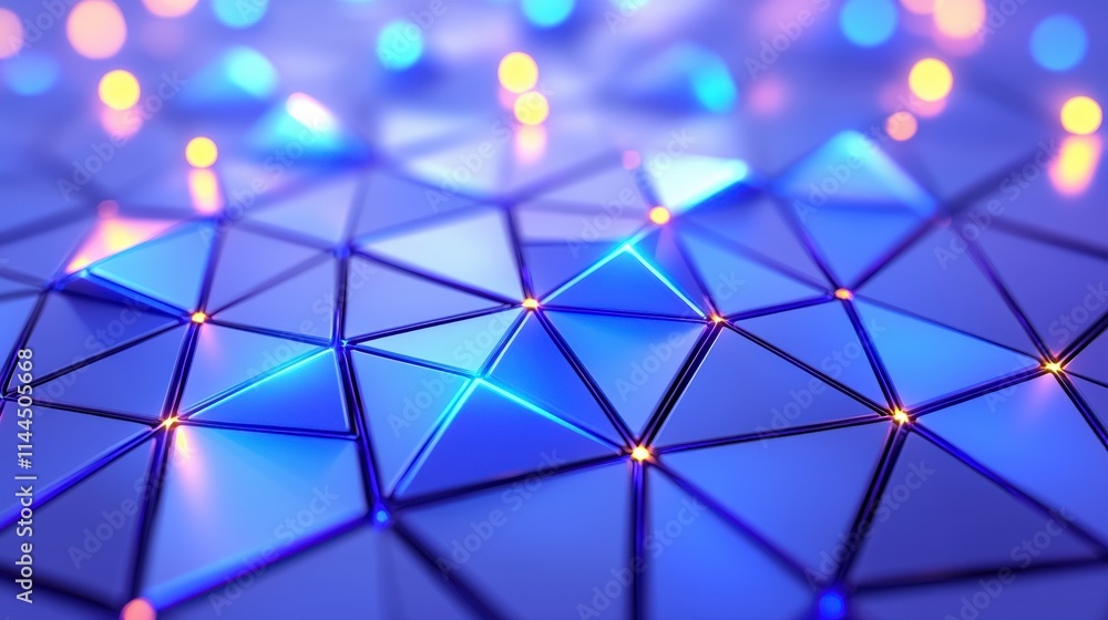 Poster abstract blue geometric background triangles network connection technology design