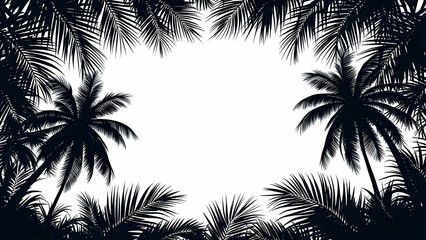 Coconut tree silhouette border
