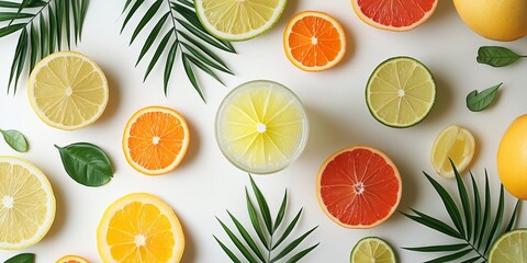 A striking display of colorful citrus fruits brings a refreshing and vibrant tropical atmosphere indoors.