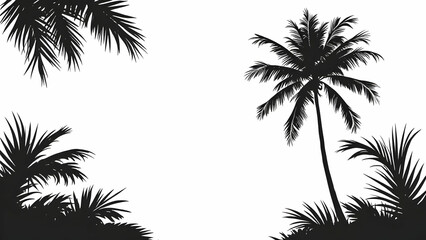 Fototapeta premium Coconut tree silhouette border