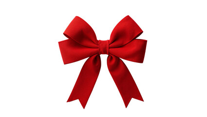 A vibrant red gift bow with intricate detail, perfect for festive decorations, isolated on white.