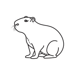Capybara isolated clean vector outline, Coloring page illustration on white