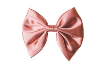 Fashionable hair bow light pink pastel colors isolated on cut out PNG or transparent background. Pattern design in beautiful color made out of satin fabric. Great hair accessory for girls and women.