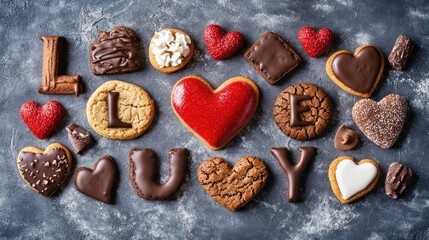 Fototapeta premium Assorted cookies spelling 