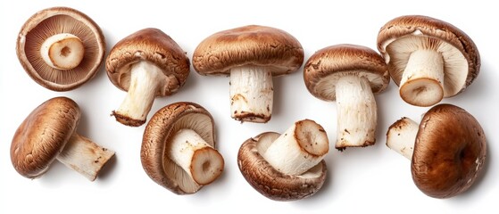 a group of portobello mushrooms on a white background